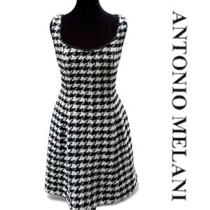 Wool blend houndstooth sleeveless sheath dress NWT Antonio Melani size 10